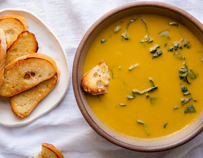 Curry Squash Soup with Poblano Peppers & Kale - Cancer Nutrition Consortium