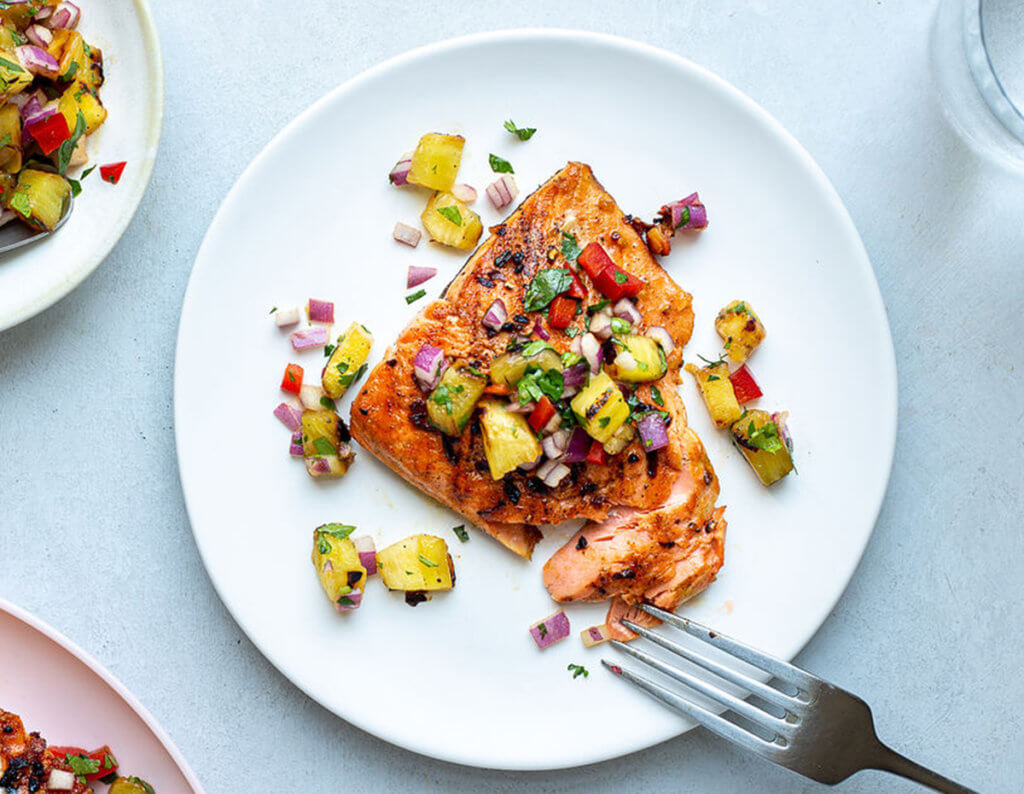 Charred Pineapple Salsa with Grilled Salmon - Cancer Nutrition Consortium